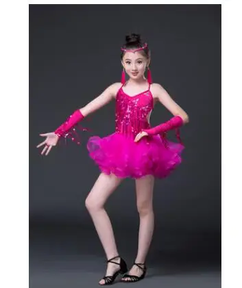 Детское платье для латинских танцев с высокой талией 1 шт./лот открытой спинкой и