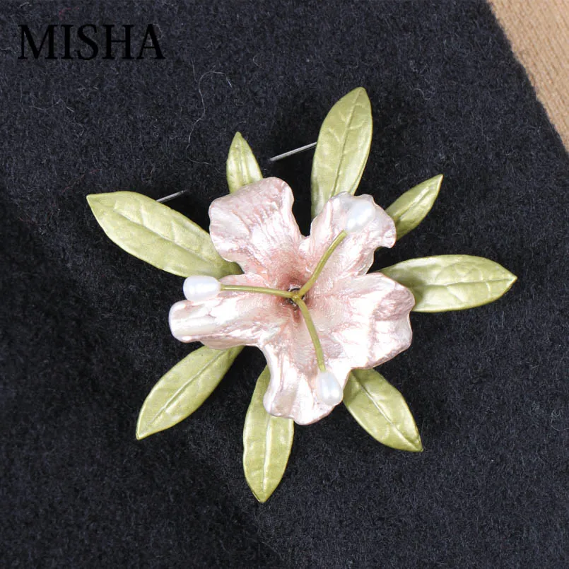 Женская Винтажная брошь в форме цветка MISHA свадебная ручной работы с натуральным