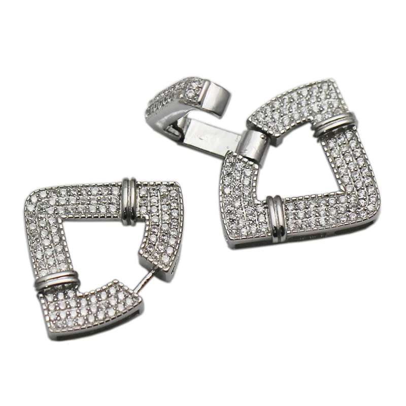 Beadsnice чистого 925 пробы серебра кубического циркония DIY ювелирных изделий складной над застежкой ювелирных изделий Разъем составные части ожерелья ID35282