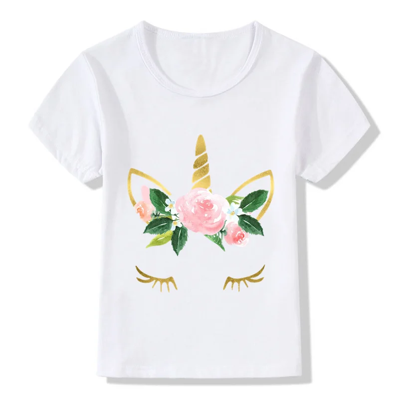 Детская забавная футболка с изображением единорога и лица летняя белая в стиле