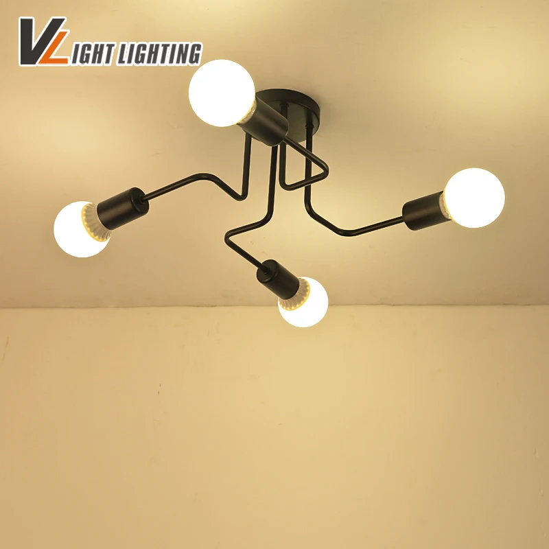 Винтажные потолочные светильники для дома лампа из кованого железа гостиной