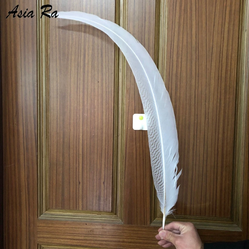 Красивые 40-80 см 15-30 дюймов Серебряный фазан хвост перья, Свадебные Украшения Алмазный фазан цвета: белый, серебристый Куриные перья шлейф