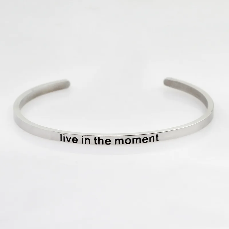 Браслет из нержавеющей стали с гравировкой серебристый вдохновляющий браслет