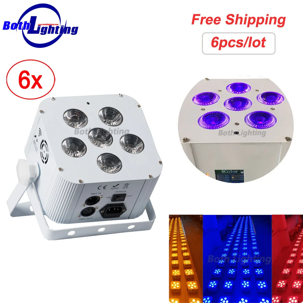 Беспроводной светодиодный светильник Par Wash Uplighting 6X18W RGBWA 6 в 1 DMX DJ Disco Свадьба