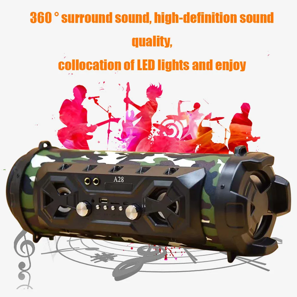 Светодиодный Bluetooth 4,2 динамик беспроводной FM стерео Громкий бас HIFI динамик s сабвуфер AUX USB TF карта#20 - Цвет: A