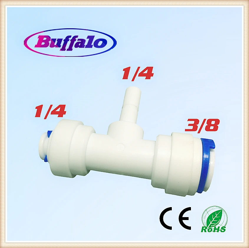 25PCS Double 3/8 quick fitting 1/4 plug Type T connection RO Water Connector Aquarium Filter Reverse Osmosis System | Обустройство