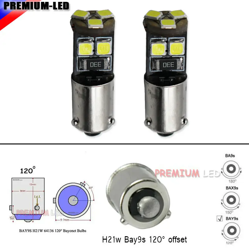 (2) CAN bus без ошибок H21W BAY9s 120 degress светодиодный сменный фонарь для позиционирования