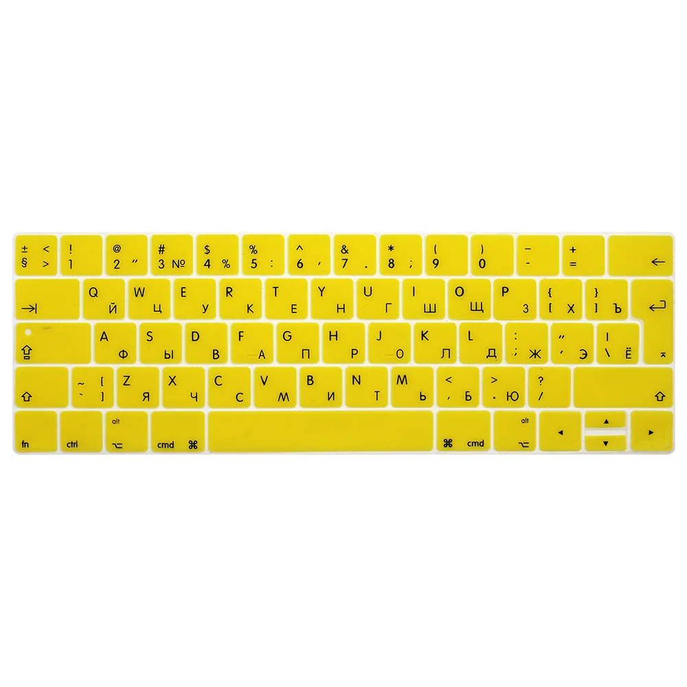 ЕС русский для Macbook pro 13 15 дюймов клавиатура защитная пленка цветная клавиатура чехол для сенсорной панели A1706 A1707 A1989 A1990 A2159 - Цвет: Цвет: желтый