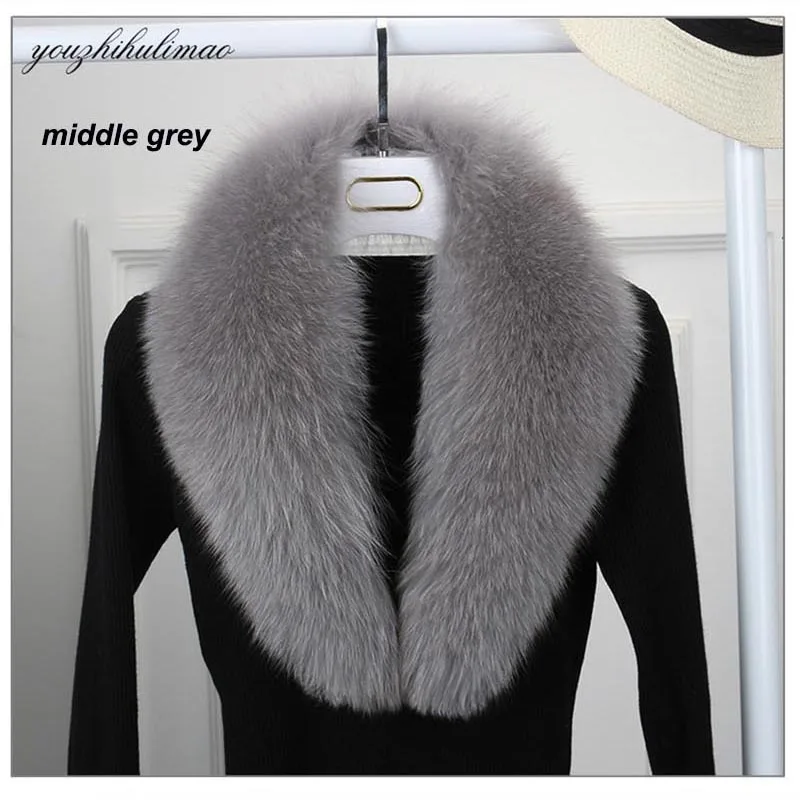 middle grey Ms. MinShu натуральный Лисий мех воротник шарф для женщин Зимний лисий мех шарф натуральный Лисий кожа воротник шеи Теплый на заказ - Цвет: middle grey