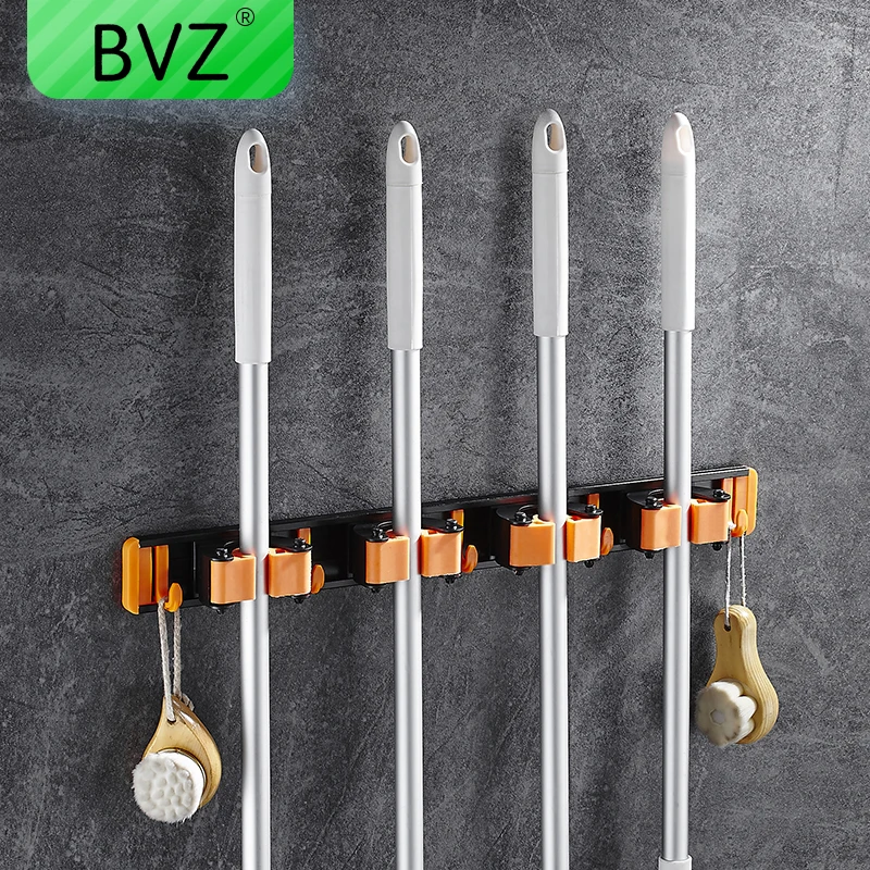 BVZ кухонный Органайзер настенная Полка вешалка для швабры с крюком держатель