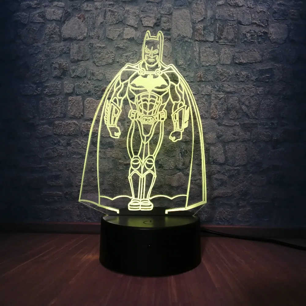 Marvel фигурка Бэтмен ночной Светильник 3D LED Настольная лампа Детские прикроватные