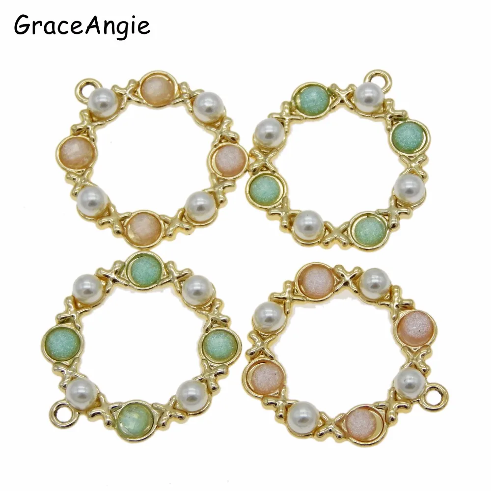 Ювелирные изделия из двух частей Золотые круглые очаровательные кольца с