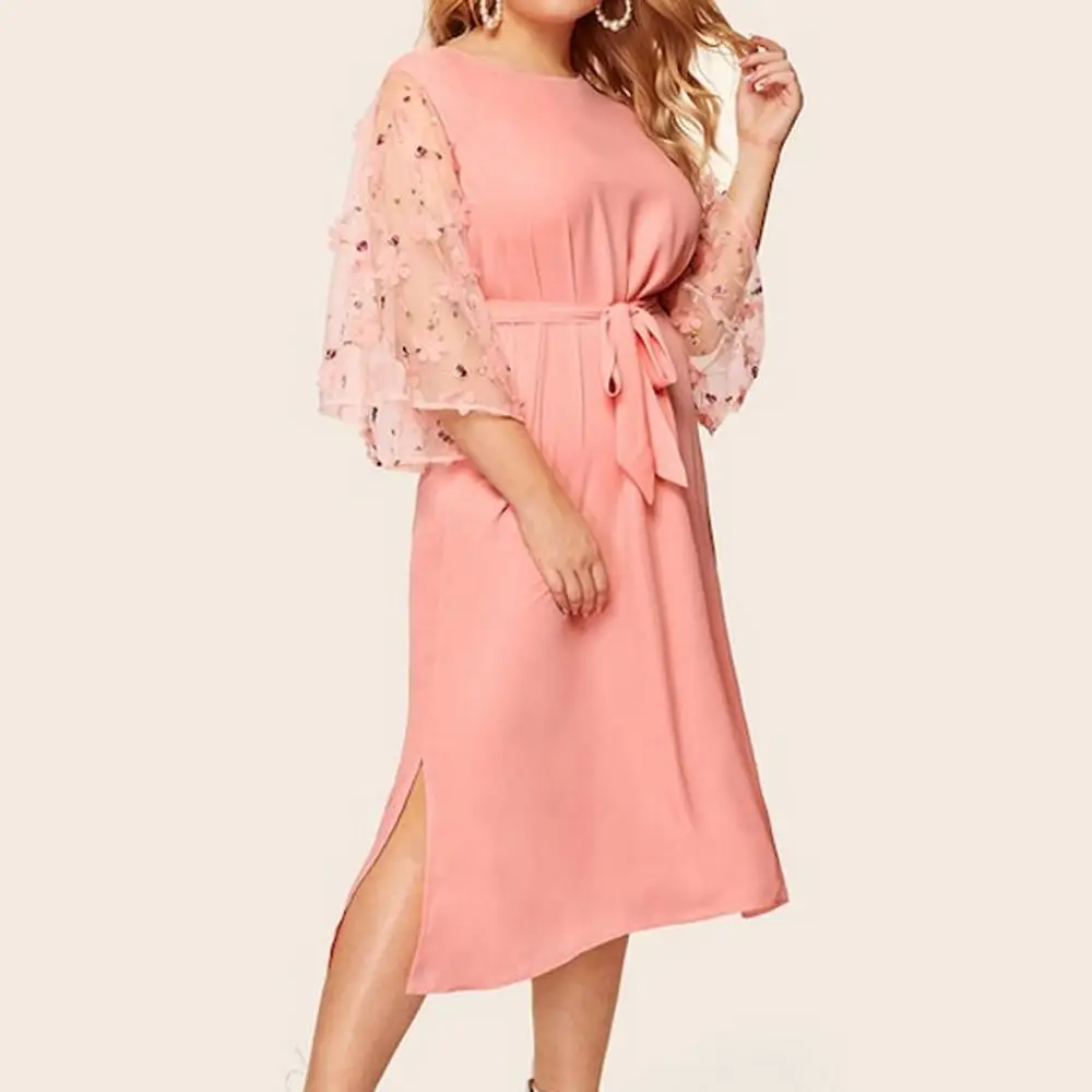 Новое модное свободное платье до колена женское Повседневное большого размера с