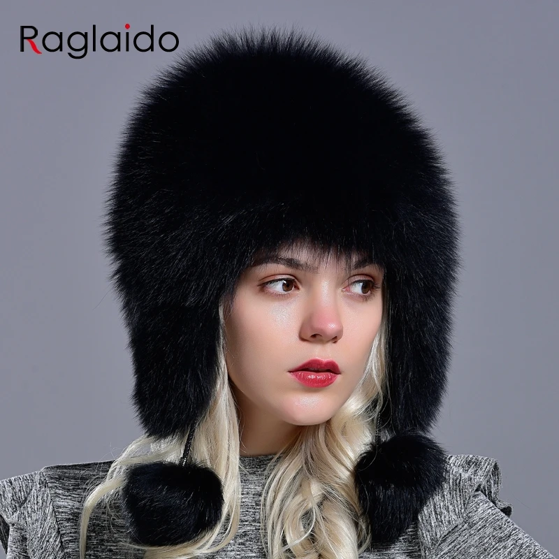 Raglaido, шапки из лисьего меха для женщин, зимние теплые шапки из натурального меха, шапки-ушанки ручной работы, модная шапка-ушанка