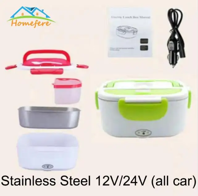 Stainless Steel Car 1.5L 110V/220V Portable Electrical Lunch Box Office School Car Lunchbox Kids Heated Lunch Box bento Food Container Free Shipping - Color: Stainless Steel Car