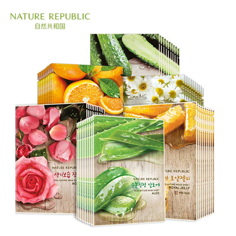 12pcs/lot EXO Nature Republic Sheet Mask Moisturizing Oil Control Whitening Shrink Pores Facial Korean Face Mask|Средства для ухода