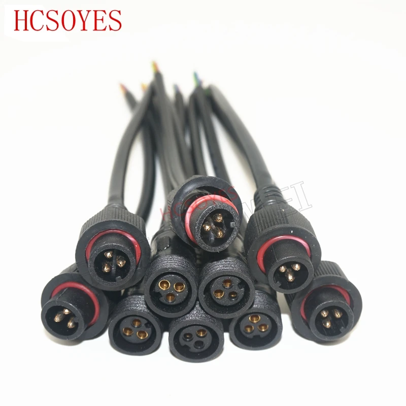 10 Pairs 3 Pin Waterproof 20cm Length Cable Wire Connectors 0.3mm 22AWG LED Cable Strips Wire Cord Male Female