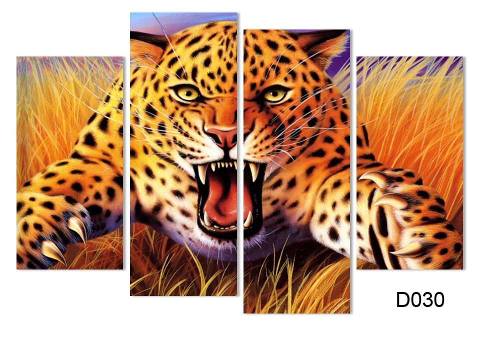 

Unframde Abstract Leopards Modern Home Wall Decor Canvas Picture Art HD Print Painting Set of 4 Each Canvas Arts Unframe