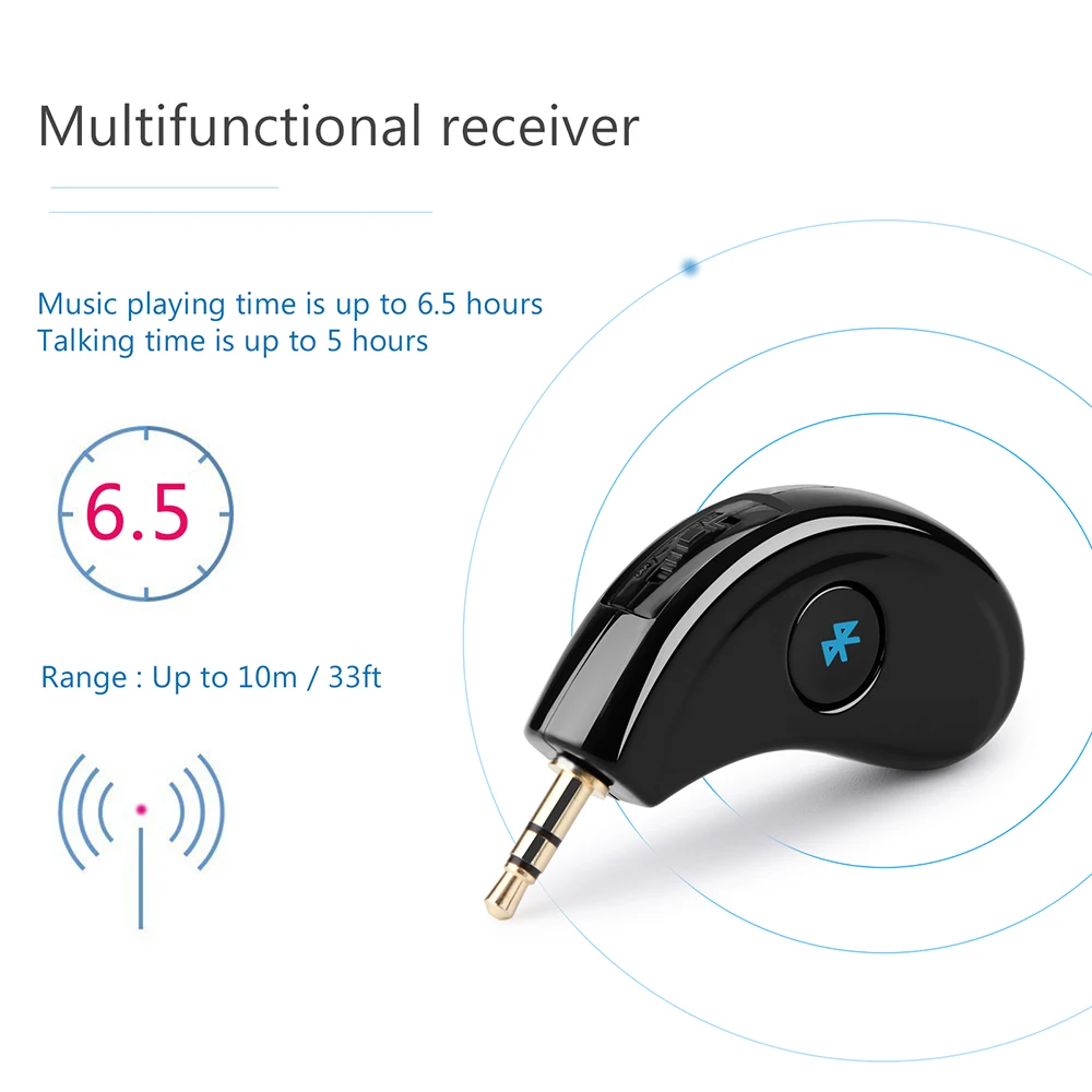 Onever 3,5 мм разъем Bluetooth 4,2 приемник Музыка Аудио Адаптер перезаряжаемый автомобильный комплект AUX потоковый A2DP комплект с удлинителем