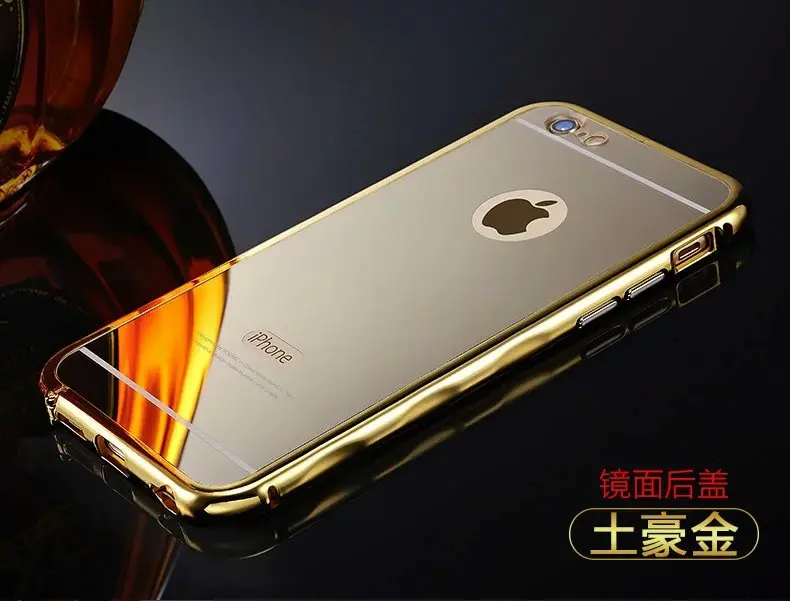 Чехол для iPhone 6 большой задняя часть металл рама серебро золотой зеркало дизайн