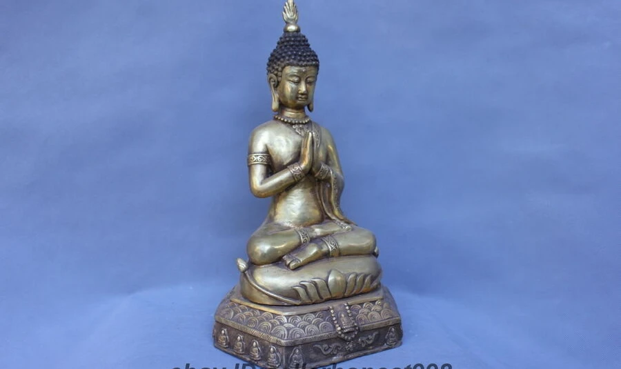 16 тайский Буддизм Храм Ayutthaya Sakyamuni Будда тибетская бронза | Дом и сад