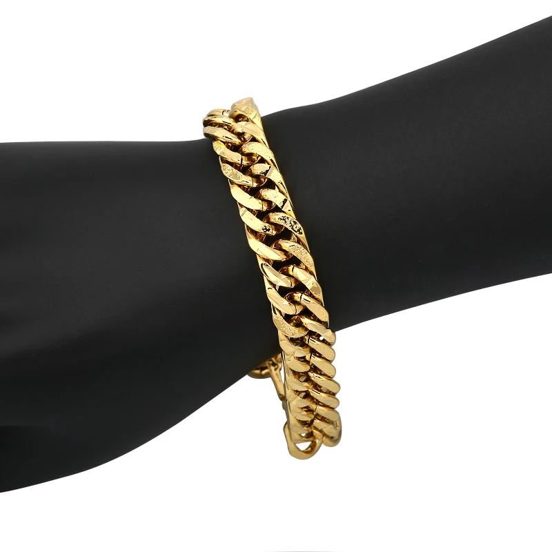 Большой браслет-цепочка для Для мужчин Эфиопии ювелирных изделий Gold Filled 22 см 11 мм