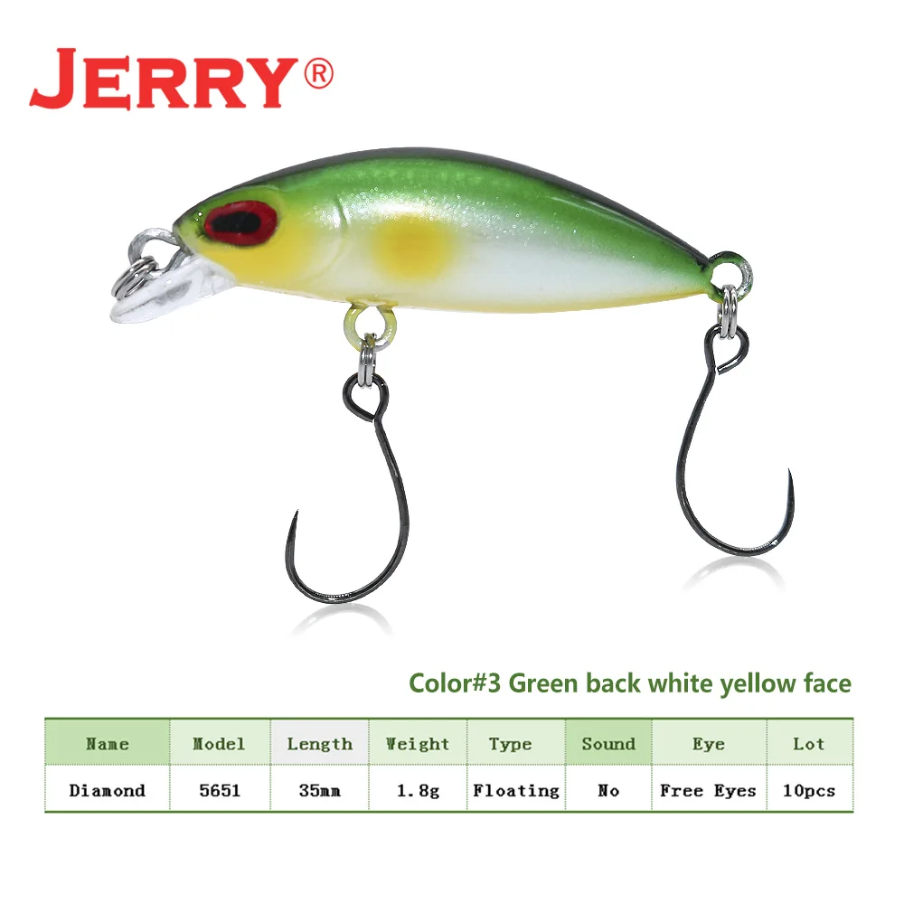 35mm Green white Jerry 1 шт. 35 мм 1,8 Г площадь потока Форель Приманка-вобла Сверхлегкий микро гольян рок рыболовные приманки искусственные приманки - Цвет: 35mm Green white