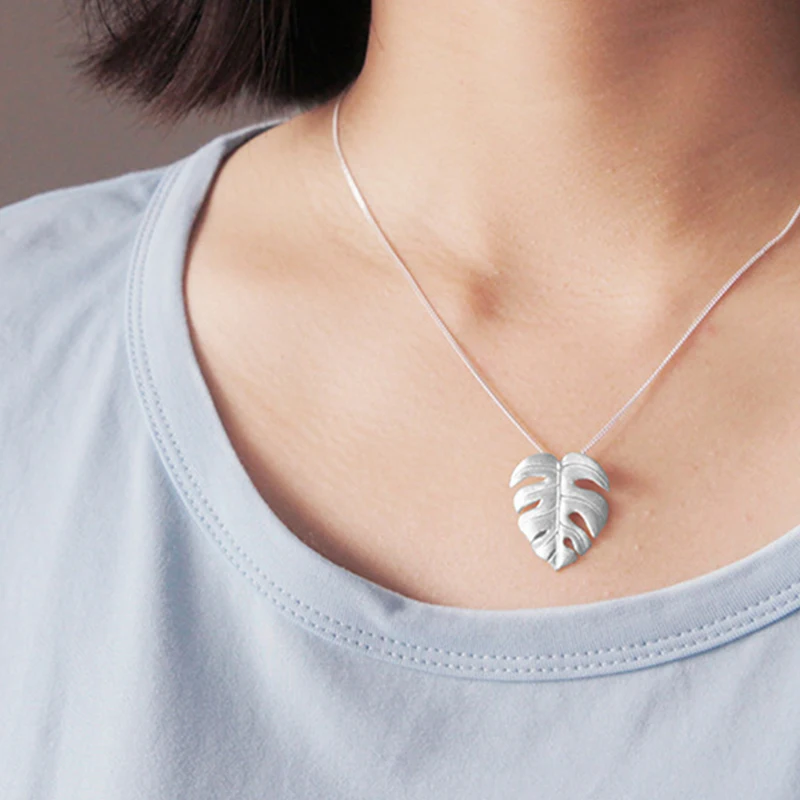 Lotus Fun реальные 925 пробы серебро ручной работы Fine Jewelry Творческий монстеры листья Дизайн комплект ювелирных изделий для Для женщин Bijoux