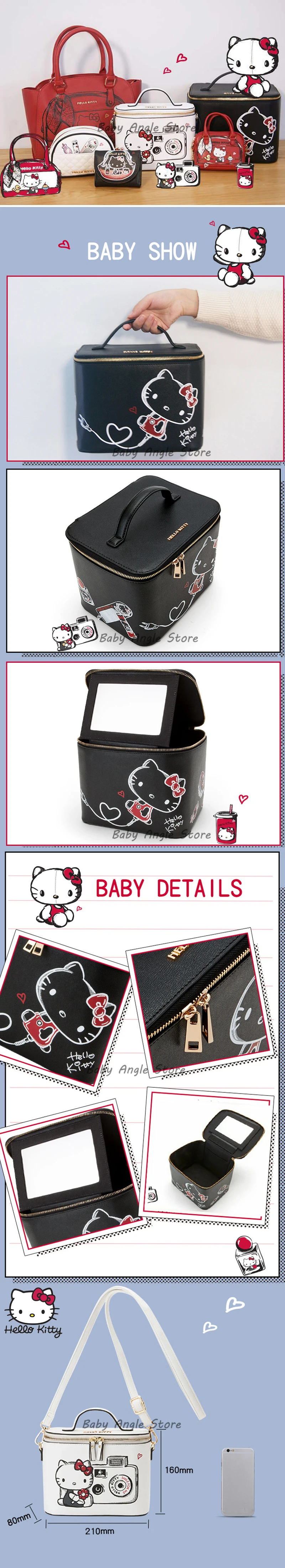 Hello kitty милый мультяшный ящик для хранения женская косметичка дорожная удобная сумка на запястье макияж портативный плюшевый рюкзак школьный