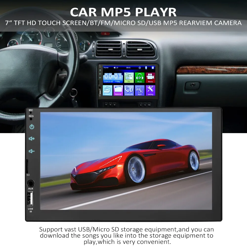 Mirror Link 2 din 7 'автомобильный Радио Емкостный сенсорный экран плеер MP5 SD/FM/USB/AUX/Bluetooth автомобильный аудио для камеры заднего вида