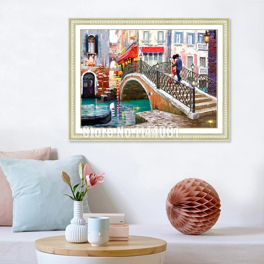 

Full 5D DIY Diamond Painting Crystal Diamond mosaic Cross Stitch Needlework Forest Falls River Bridge Landscape Home Decorative