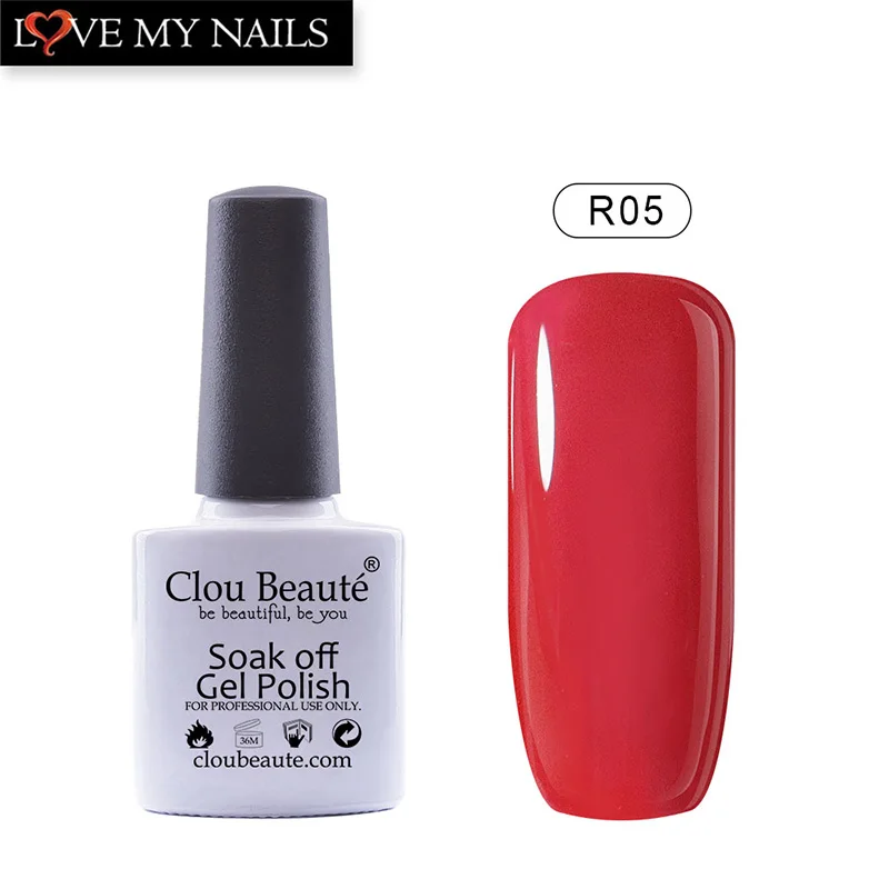 Гель лак для ногтей Clou Beaute красного цвета удаляемый замачиванием