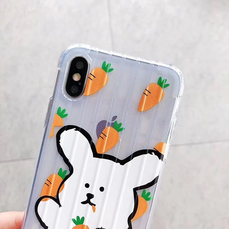 Милый мультяшный белый кролик с морковкой чехол для телефона iphone Xs MAX XR X 6 6s 7 8 plus