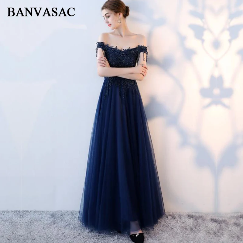 BANVASAC 2018 Длинные вечерние платья с кисточками и вырезом лодочкой расшитые