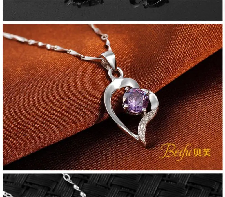 Рождественский подарок Очаровательное ожерелье в виде сердца AAA 100% серебро 925