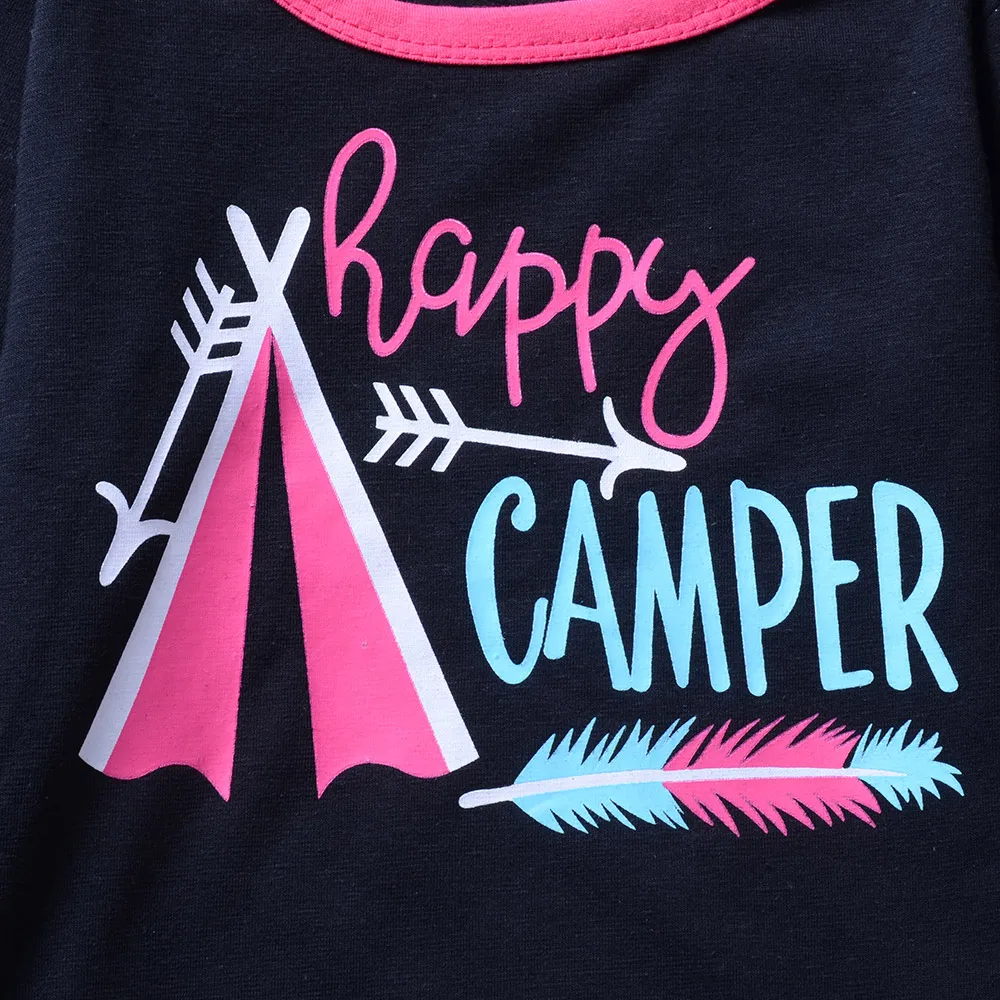 Модный детский топ с принтом Happy Camper + штаны детская одежда 2 шт.|fashion kids clothes|kids