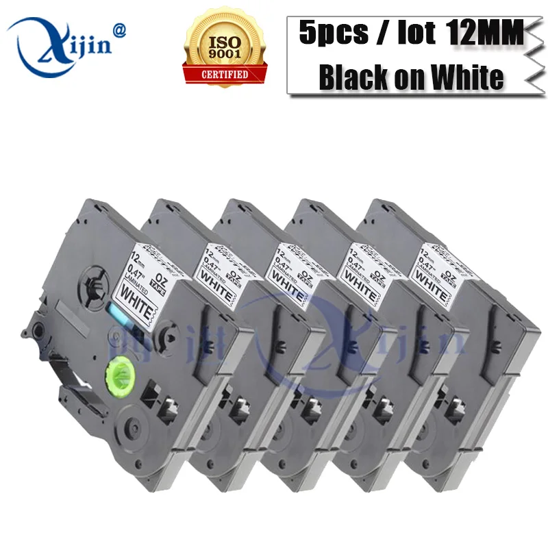 Xijin 5 шт./лот совместимый для брата tze-231 TZ 231 Клейкие ленты 12 мм черный на white label