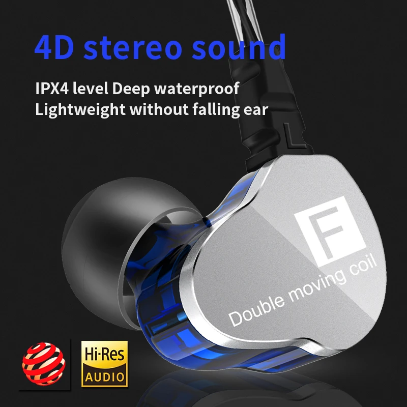 QKZ CK9 Dual Drivers наушники Super Bass спортивные вкладыши с микрофоном Стерео Музыкальная