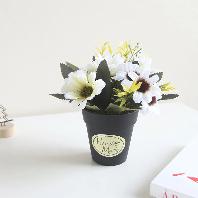 Мини Gerbera Jamesonii Искусственные цветы маленький бонсай набор украшений черные