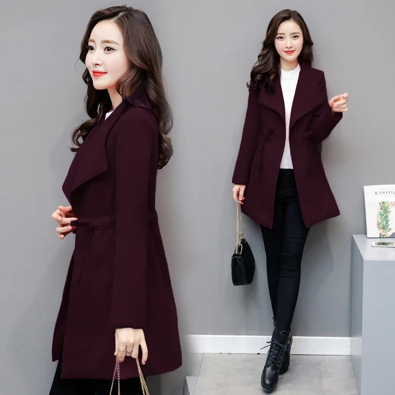 Новое осенне-зимнее женское пальто Vestido плюс размер тонкое однотонное модное