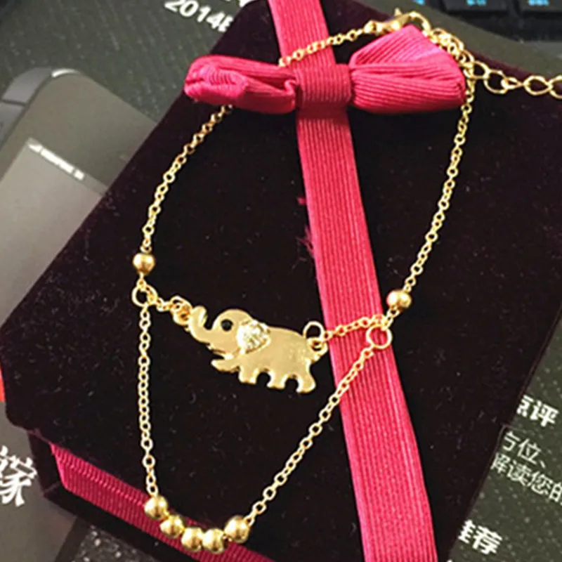 Vintage Gold Anklets for Women Elephant Pendant Charms Box Chain Beach Summer Foot Ankle Bracelet Wholesale Jewelry | Украшения и