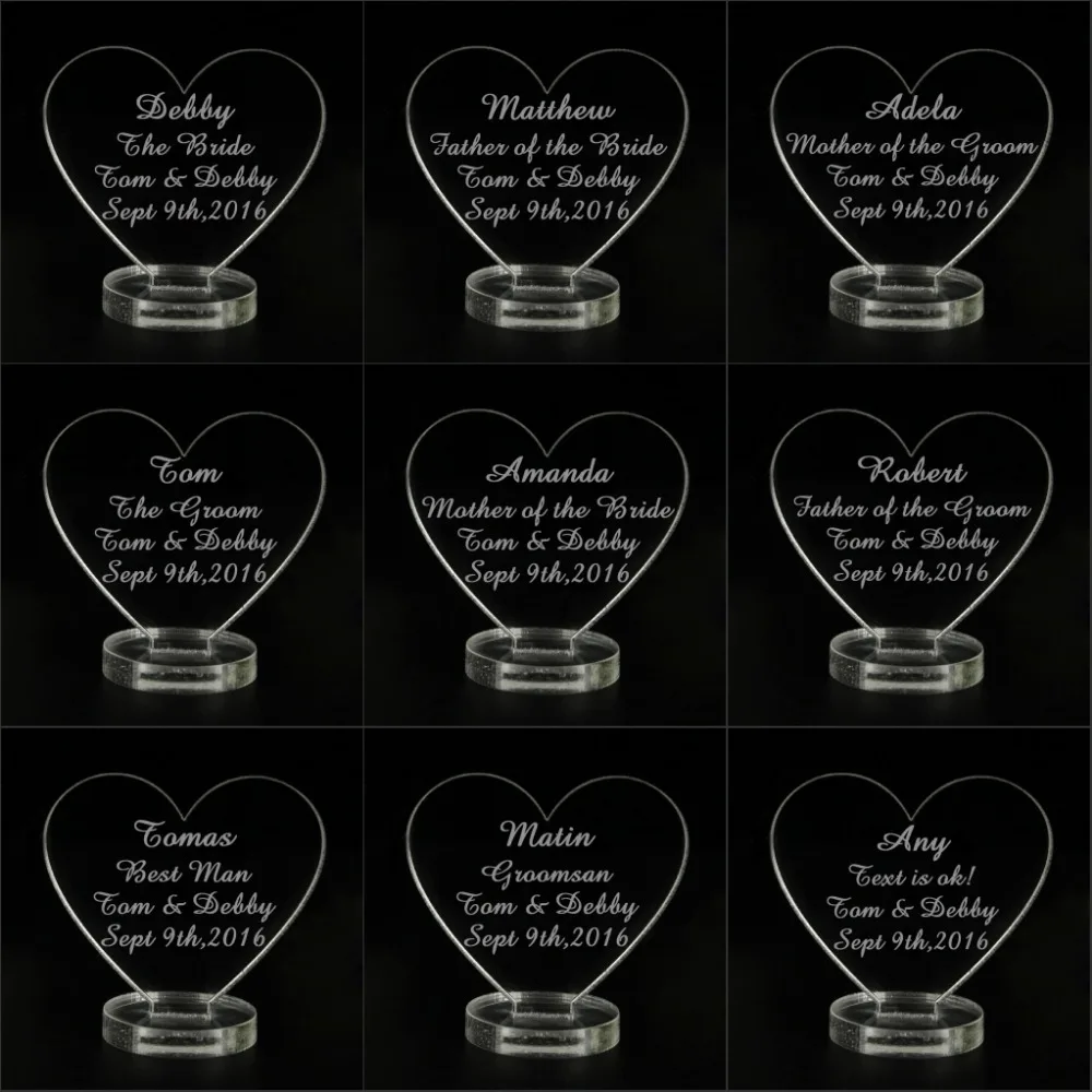1 шт. персонализированный стол с гравировкой в виде чистого сердца подставка для