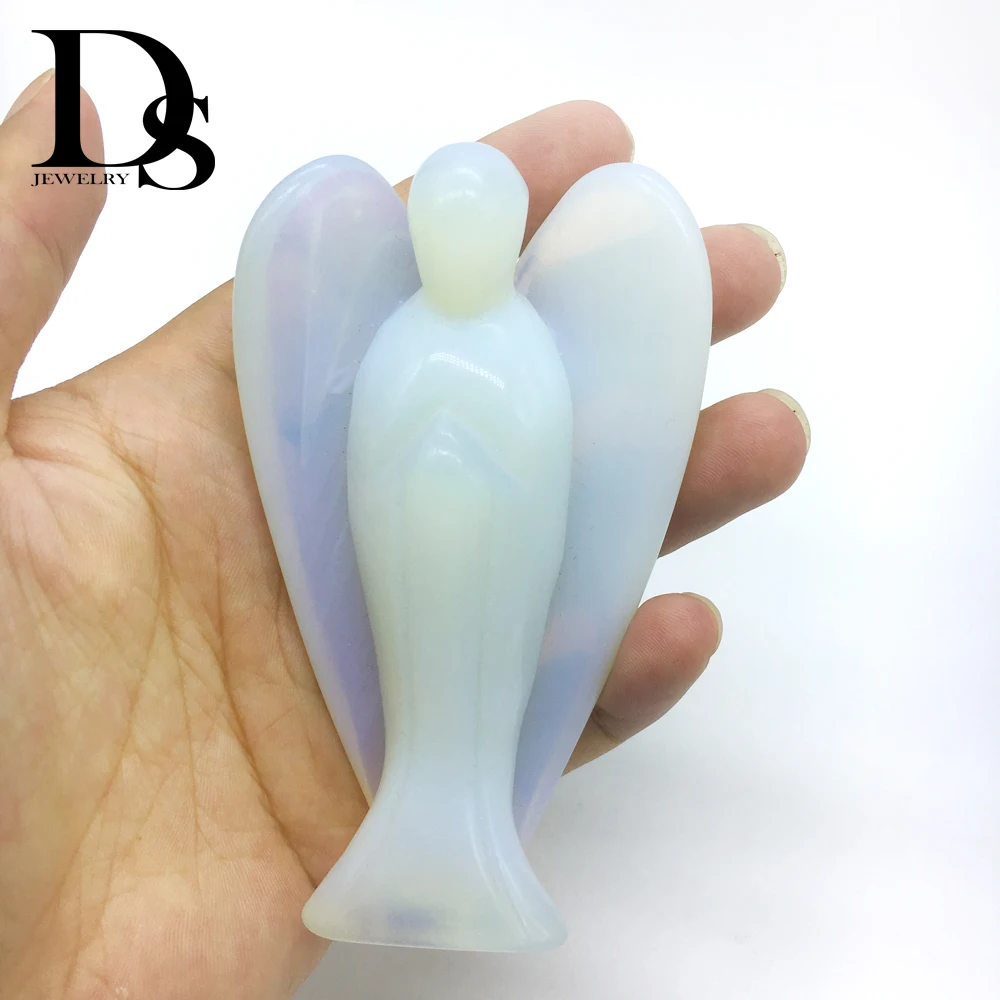 Hot Sale!! 4inch Natural Carved Opal Angel Figurine Pocket Guardian Reiki Chakra Healing Crystal Holiday Gifts | Дом и сад