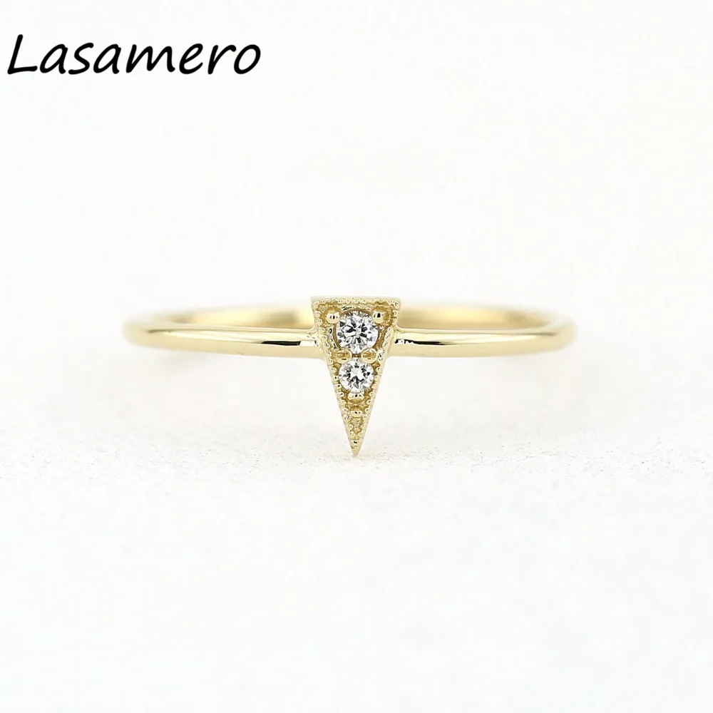 LASAMERO круглая огранка 0.06CTW ТРЕУГОЛЬНАЯ ФОРМА натуральный бриллиант 14k желтое
