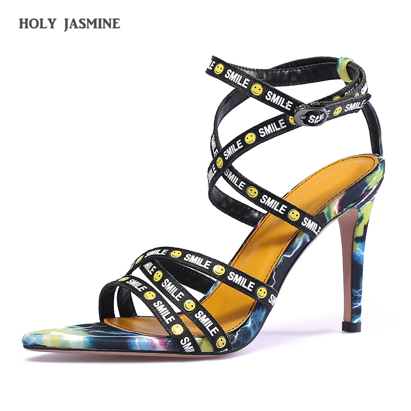 Женские босоножки из искусственной замши с открытым носком черные модельные на