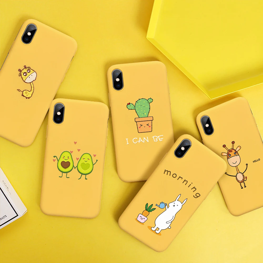 Желтый жираф авокадо чехол для телефона iPhone X XS Max XR 5S Мягкий ТПУ силиконовый 7 8 6 6s