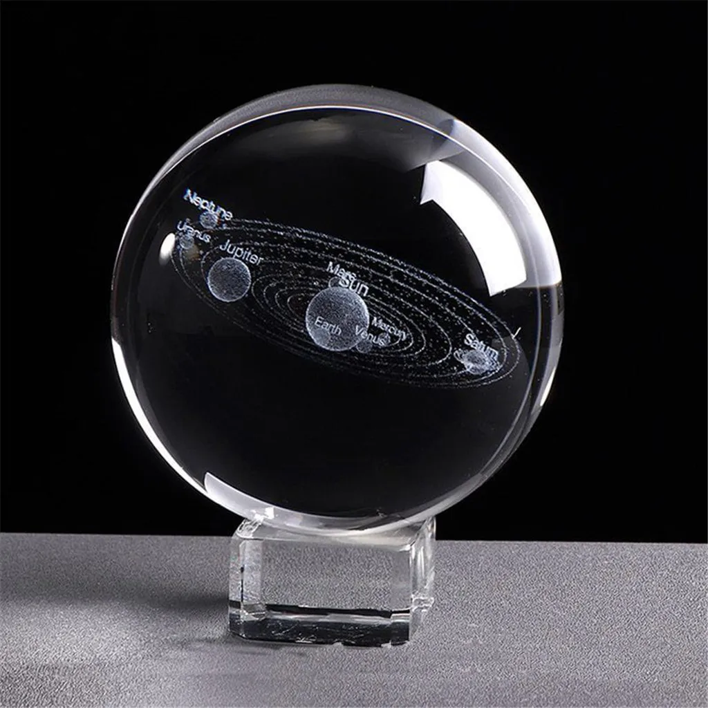 Ясный хрустальный шар 3D солнечная система с гравировкой системы Миниатюрная