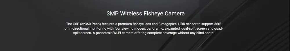 HIKVISION EZVIZ C6P 3MP 360 ° рыбий глаз безопасности ноль слепых зон ez360 Pano двухстороннее аудио 2,4 ГГц и 5 ГГц Wi-Fi металлический корпус