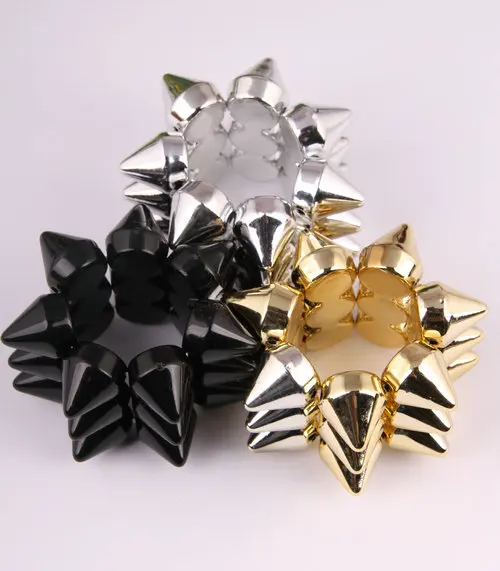 LEMOER Fashion Punk Style Multi Three Layers Rivet Spike Stretch Hair Bands Ponytail Holder Rope Tie Ring for Women | Украшения и