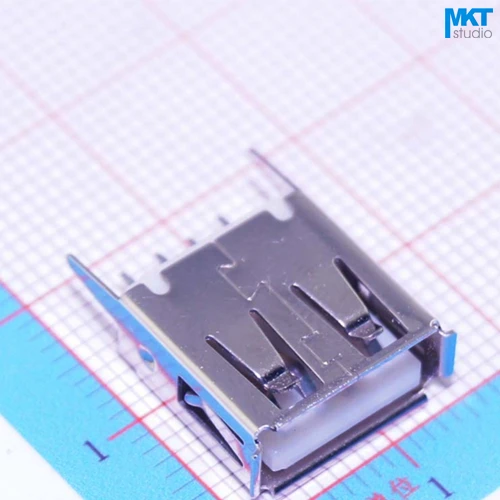 100 шт. Белый A Тип прямой плоский угол Женский USB PCB разъем с фиксированной